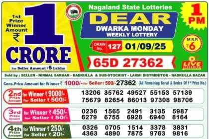 Lottery Result 1pm 2025 09 01