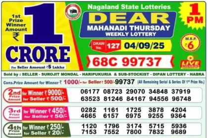 Lottery Result 1pm 2025 09 04