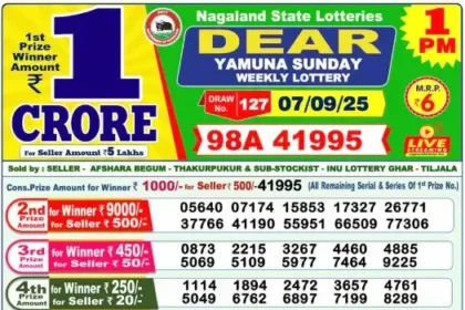 Lottery Result 1pm 2025 09 07