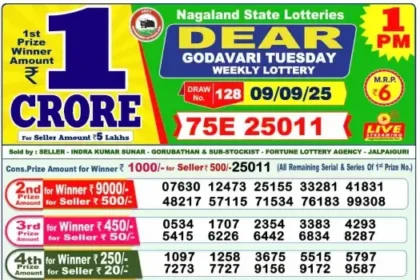 Lottery Result 1pm 2025 09 09