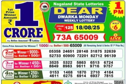 Lottery Result 1pm 2025 09 18