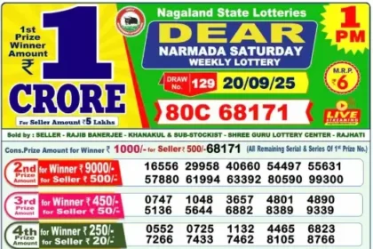 Lottery Result 1pm 2025 09 20