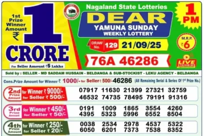 Lottery Result 1pm 2025 09 21