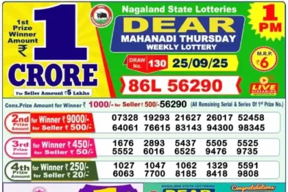 Lottery Result 1pm 2025 09 25
