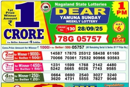 Lottery Result 1pm 2025 09 28