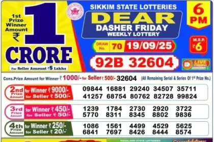 Lottery Result 6pm 2025 09 19