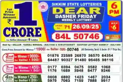 Lottery Result 6pm 2025 09 26