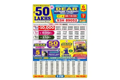 Lottery Sambad Today's Result October 30, 6 PM 2025 : Nagaland State Lottery Result