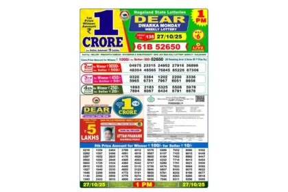 Lottery Sambad Today's Result October 27, 1 PM 2025 : Nagaland State Lottery Result