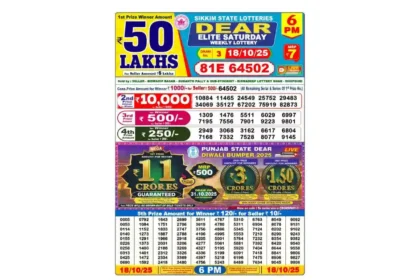 Lottery Sambad Today's Result October 18, 2025 : Nagaland State Lottery Result