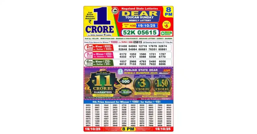 Lottery Sambad Today's Result October 19, 2025 : Nagaland State Lottery Result