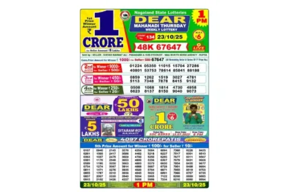 Lottery Sambad Today's Result October 23, 2025 : Nagaland State Lottery Result