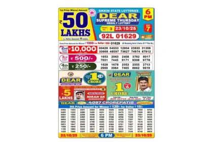 Lottery Sambad Today's Result October 23, 6 PM 2025 : Nagaland State Lottery Result