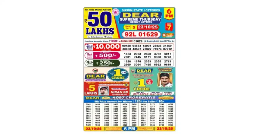 Lottery Sambad Today's Result October 23, 6 PM 2025 : Nagaland State Lottery Result