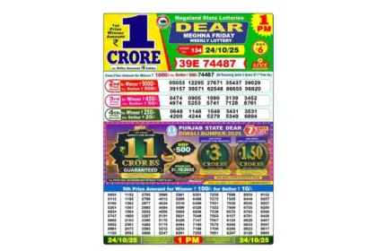 Lottery Sambad Today's Result October 24, 1 PM 2025 : Nagaland State Lottery Result