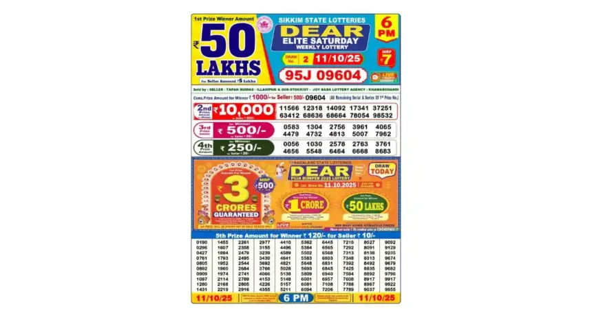 Lottery Sambad Today's Result October 11, 2025 : Nagaland State Lottery Result 6 PM