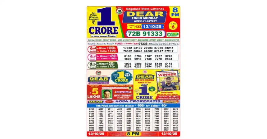 Lottery Sambad Today's Result October 13, 2025 : Nagaland State Lottery Result 8 PM