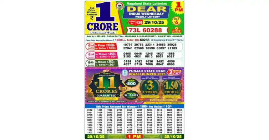 Lottery Sambad Today's Result October 29, 1 PM 2025 : Nagaland State Lottery Result