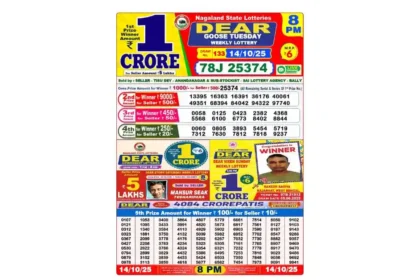 Lottery Sambad Today's Result October 14, 2025 : Nagaland State Lottery Result