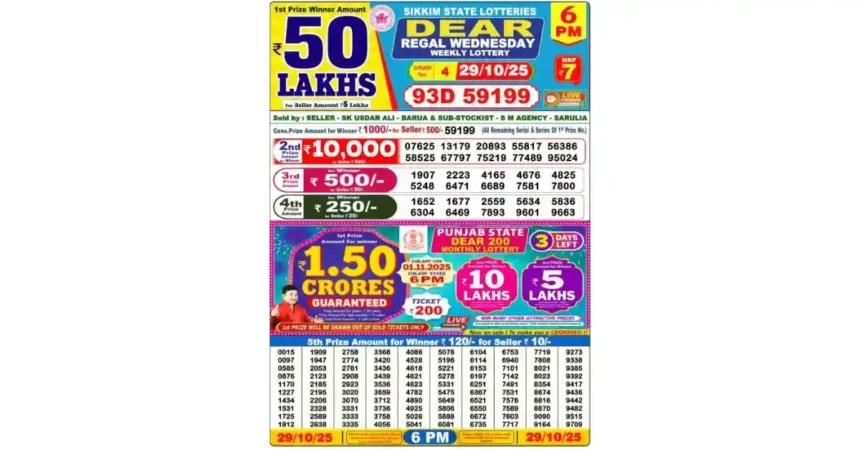 Lottery Sambad Today's Result October 29, 6 PM 2025 : Nagaland State Lottery Result