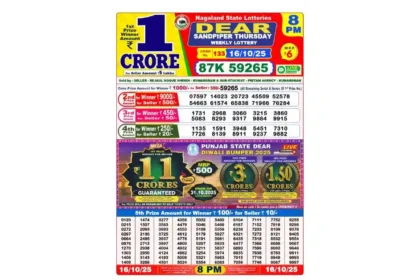 Lottery Sambad Today's Result October 16, 2025 : Nagaland State Lottery Result