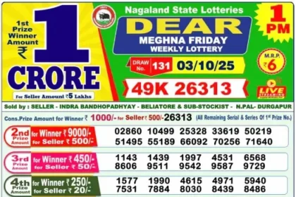 Lottery Result 1pm 2025 10 03