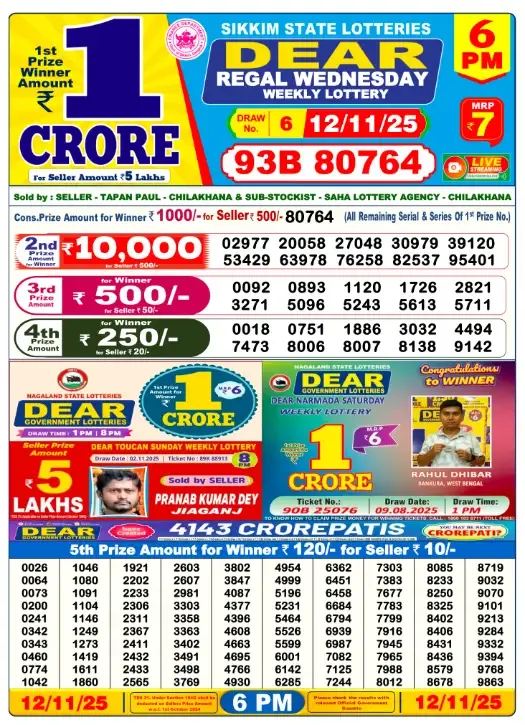 Lottery Result 6pm 2025 11 12