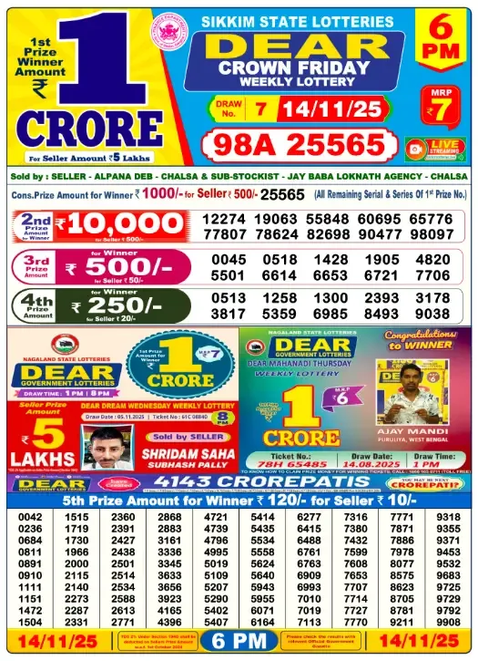 Lottery Result 6pm 2025 11 14