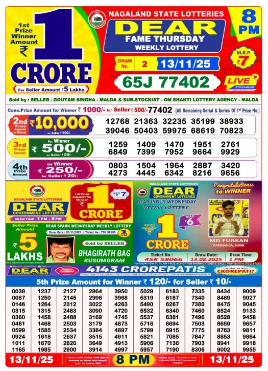 Lottery Result 8pm 2025 11 13