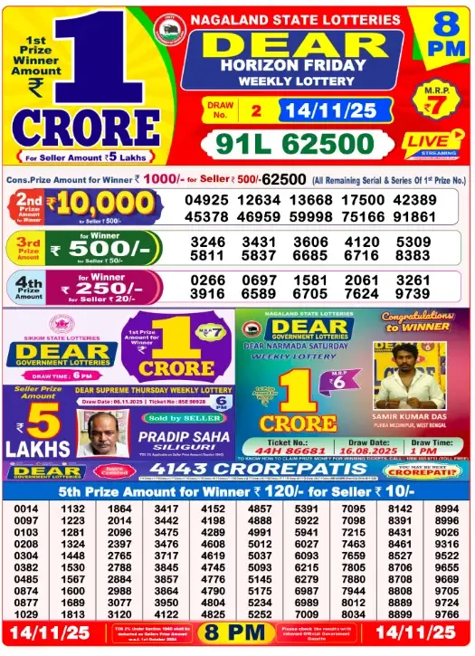 Lottery Result 8pm 2025 11 14