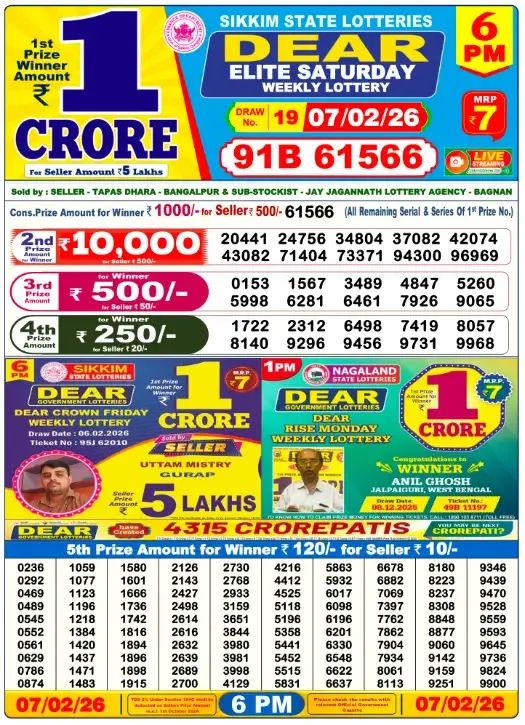 Lottery Result 6pm 2026 02 07