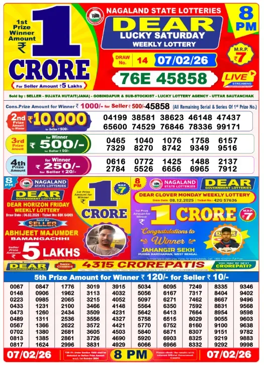Lottery Result 8pm 2026 02 07