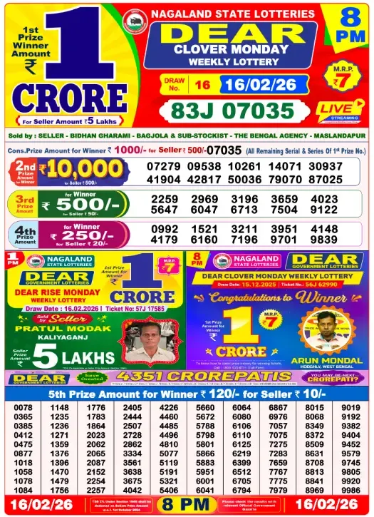 Lottery Result 8pm 2026 02 16