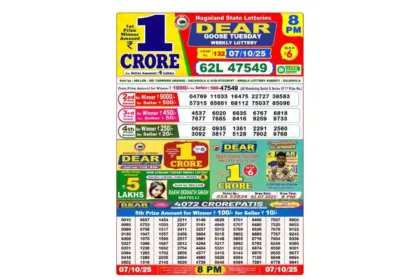 Lottery Sambad Dear Goose Tuesday Weekly Result (Oct 7, 2025) 8 PM 1st Prize 62L-47549