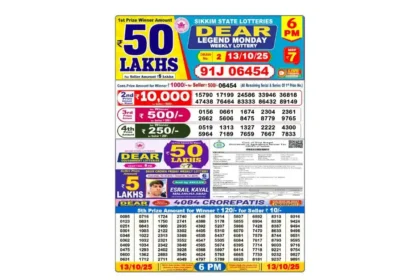 Lottery Sambad Today's Result October 13, 2025 : Nagaland State Lottery Result 6 PM